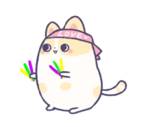 🤗 70314e45 LOVE cat, animal, cute, love, glowsticks, kawaii telegram sticker