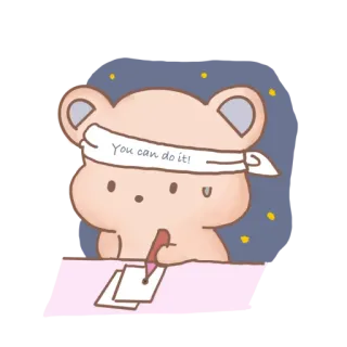 💪 123c6da2 You can do it! orso, motivazione, studio, carino, cartone animato telegram sticker