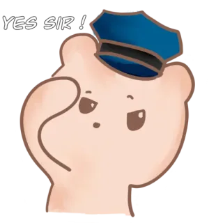 🫡 1530f511 YES SIR! orso, ufficiale, sissignore, cartone animato, cappello, saluto telegram sticker