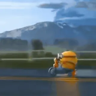 🥵 1f3bf65f Minion Minion, Cartone animato, Giallo, In sella, Scooter, Film telegram sticker