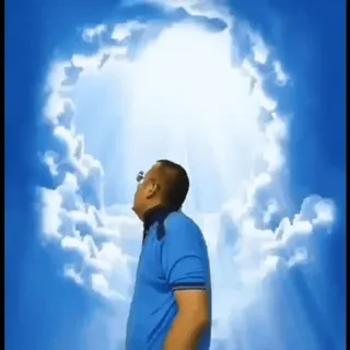 🙂 396ffd90 uomo, nuvole, cielo, paradiso, guardando in alto, camicia blu telegram sticker
