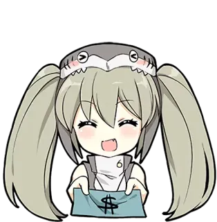 ☺️ 1fa0e2fc Anime, Urocze, Dziewczyna, Dolar, Pieniądze, Rekin telegram sticker