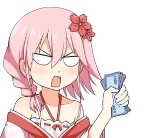 😮 3139b04d Anime, Kreskówka, Postać, Pieniądze, Zły, Zszokowany telegram sticker