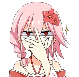 🧐 3aa80a43 dziewczyna anime, różowe włosy, kwiat wiśni, słodka, kobieta, kreskówka, postać telegram sticker