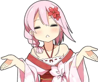👐 63946f7f Dziewczyna anime, Wzruszenie ramionami, Obojętny, Słodki, Rumieniec, Różowe włosy, Kwiat wiśni, Ilustracja telegram sticker