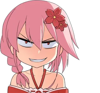 😏 d7b5da4a Anime, Manga, Kreskówka, Zły, Zadowolony z siebie, Różowe włosy, Sakura, Słodki telegram sticker