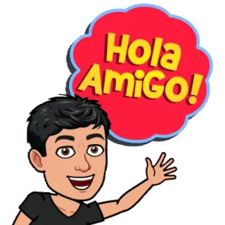 👋 1f43e79c Hola AMiGo! saluto, hola, amico, spagnolo, bitmoji, cartone animato whatsapp sticker