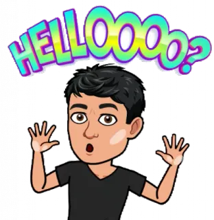 🙃 35bf527f HELLOooo? ciao, saluto, cartone animato, bitmoji whatsapp sticker