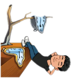 🙃 552af2d3 tempo, orologio, surreale, sogno, pigro, rilassarsi, dormire whatsapp sticker