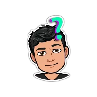 🤔 5a8ba183 bitmoji, domanda, avatar, cartone animato, testa, adesivo whatsapp sticker