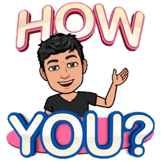 😍 6649e571 HOW YOU? Bitmoji, Saluto, Come stai, Cartone animato, Amichevole whatsapp sticker