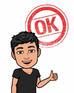 👍 cc1daea4 OK ok, pollice in su, approvazione, bitmoji, d'accordo whatsapp sticker