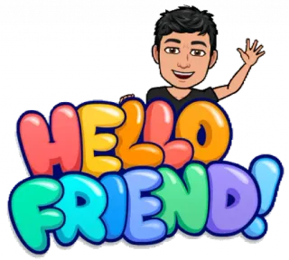 🙃 f27a53d4 HELLO FRIEND! saluto, ciao, amico, amichevole, cartone animato, Bitmoji whatsapp sticker