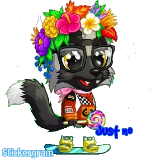 👎 78b3e1be Just no スカンク, 花, 漫画, メガネ, ステッカー, 面白い telegram sticker