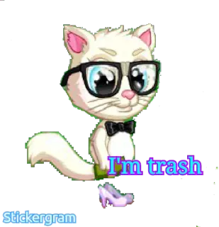 🚮 b11786d8 I'm trash 猫, ゴミ, 眼鏡, 面白い, ステッカー, 漫画 telegram sticker