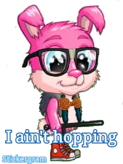 🐇 f3051518 I ain't hopping ウサギ, 動物, 漫画, 面白い, メガネ, スクーター, 可愛い telegram sticker