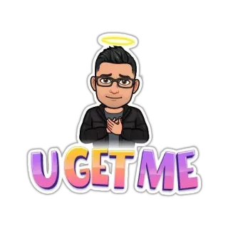 😍 1af33fb7 U GET ME bitmoji, angel, halo, cartoon, ugetme telegram sticker