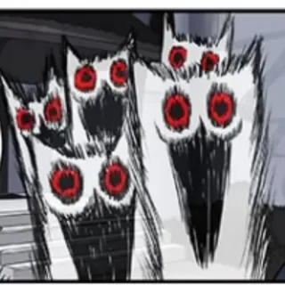 😱 d5fd1c0a フクロウ, 不気味, 目, 鳥, 漫画, 怖い telegram sticker