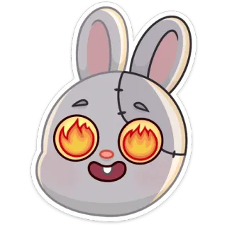 🔥 758a96e3 sticker, rabbit, cute, animal, cartoon, character, fire eyes, animated whatsapp sticker