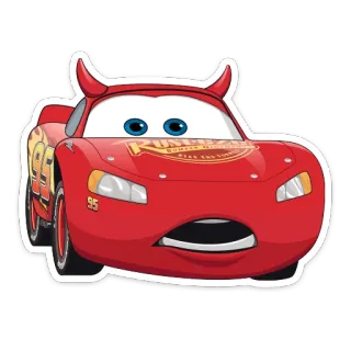 😧 61fb4e61 Lightning McQueen Cars RUST-EZE 라이트닝 맥퀸, 카, 디즈니, 픽사, 만화, 빨간 자동차, 악마 뿔, 스티커 telegram sticker