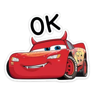 👌 aa84cf34 Lightning McQueen Cars OK 라이트닝 맥퀸, 카, 애니메이션, 악마, 만화, 영화, 확인 telegram sticker