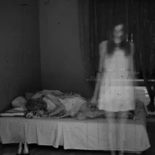 🖤 cff8a8a6 fantasma, spaventoso, paranormale, letto, camera da letto, inquietante telegram sticker