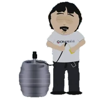 🇺🇸 ca6f5301 Randy Marsh South Park OBAMA'08 dibujos animados, política, elecciones, cerveza, Randy Marsh, South Park telegram sticker