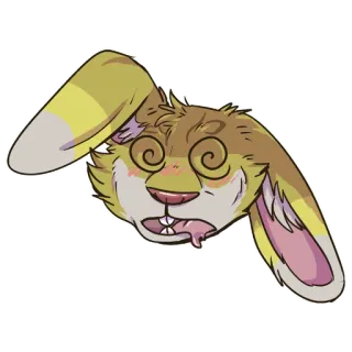 😵 f5425930 กระต่าย, กระต่าย, เวียนหัว, การ์ตูน, สัตว์, สติกเกอร์, น่ารัก telegram sticker