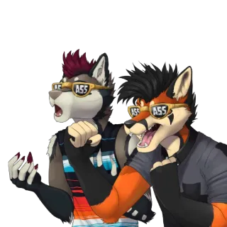 😎 3bee3bb3 ASS furry, anthropomorphic, fox, wolf, sunglasses, profanity telegram sticker