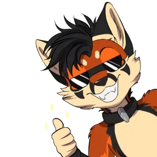 👍 8cf6a293 furry, animal, thumbs up, glasses, cartoon, fox, mammal telegram sticker