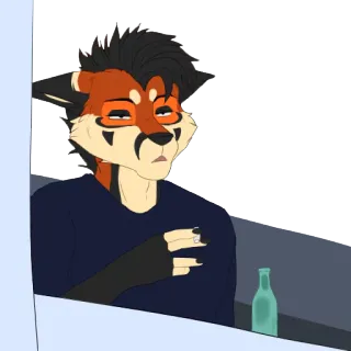 😒 efbebe9c furry, anthropomorphic, fox, cartoon, bar, alcohol, drinking telegram sticker