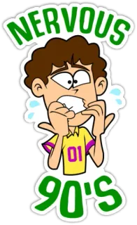 🤫 1006e55e NERVOUS
90's nervioso, ansioso, dibujo animado, personaje, años 90, pánico whatsapp sticker
