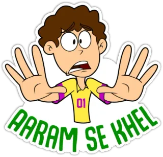 ✋ 1ea7a3c9 AARAM SE KHEL niño, dibujos animados, jugando, hindi, indio whatsapp sticker