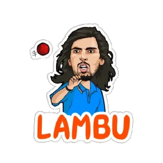 🇮🇳 02a46400 LAMBU Крикет, Спорт, Мультфильм, Иллюстрация, Персонаж whatsapp sticker