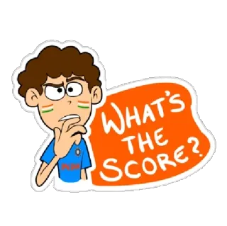 🔢 540f8b64 WHAT'S THE SCORE? autocollant, dessin animé, sport, inde, score, question, cricket telegram sticker