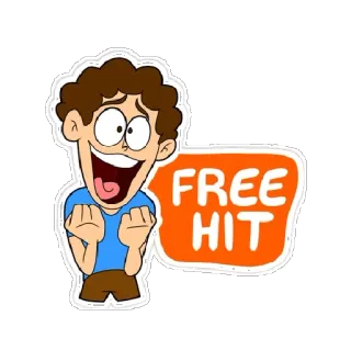 💋 672641af FREE HIT dessin animé, coup gratuit, coup, orange, autocollant, excité telegram sticker
