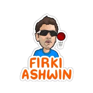 🎾 b8f7408d FIRKI ASHWIN Krykiet, Sport, Sportowiec, Kreskówka, Naklejka whatsapp sticker
