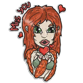 😘 13d0e33f Miss You mi manchi, amore, cuori, bacio, donna telegram sticker