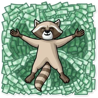 🤑 837bc9de raton laveur, argent, espèces, riche, richesse, animal, autocollant telegram sticker