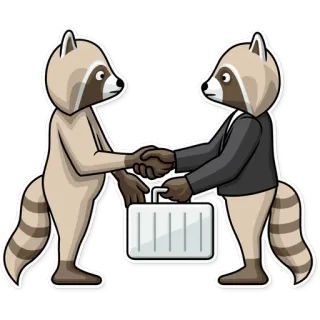 🤝 ae8178ba ratons laveurs, affaires, poignée de main, accord, entente, réunion, costume, porte-documents telegram sticker