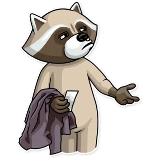 🤔 f5b04f21 raton laveur, dessin animé, autocollant, animal, mammifère telegram sticker