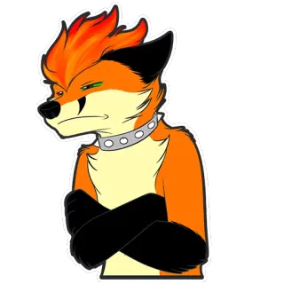 😑 030bf689 Furry, Raposa, Desenho animado, Laranja, Antropomórfico, Coleira telegram sticker