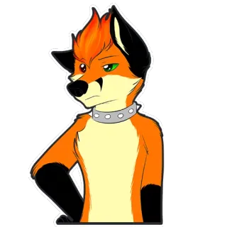 😡 0bbd39bd Furry, Raposa, Coleira de espinhos, Laranja, Antropomórfico, Animal telegram sticker