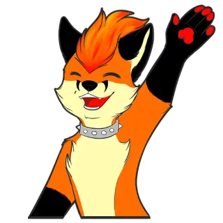 👋 48f1d00f raposa, furry, laranja, desenho animado, acenando telegram sticker