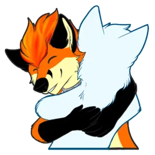 ❤ bdb74d39 raposa, abraço, animal, peludo, personagem, amor, amizade telegram sticker