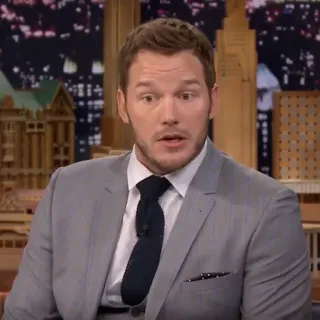🐁 184d9e8c Chris Pratt attore, celebrità, ritratto, uomo, abito, cravatta whatsapp sticker