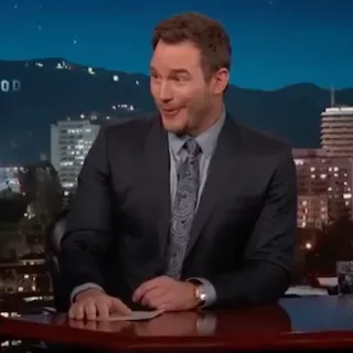 🐁 38cc2979 Chris Pratt Jimmy Kimmel Live! Chris Pratt, attore, intervista, talk show, Hollywood, celebrità whatsapp sticker