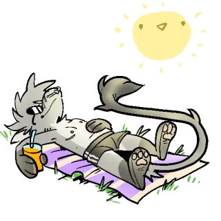 ☀️ 81c68aef sunbathing, furry, cartoon, anthropomorphic, relaxing, beach telegram sticker