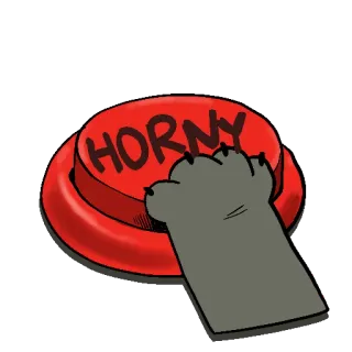 ⏺ 8c72f13e HORNY button, red, horny, cat, paw telegram sticker