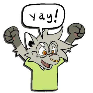 🙌 935cd6dd yay! furry, wolf, cartoon, joy, happy, celebration telegram sticker